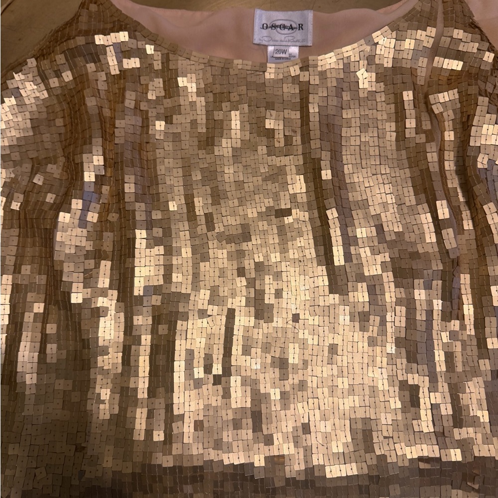 Oscar de la Renta Gold Sequin Blouse